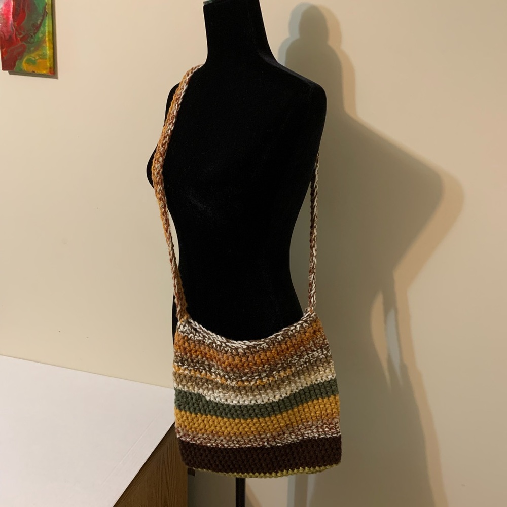 Crossbody Bag, Multicolor Handmade Crochet